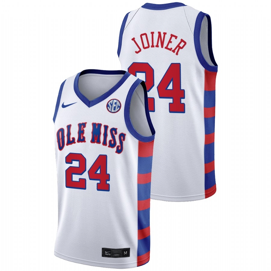 Ole Miss Rebels Men's NCAA Jarkel Joiner #24 White 2021 20th Anniversary Throwback College Basketball Jersey QHQ2549RC